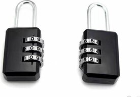 Cijferslot Set &ndash; 2x 3-Cijferige Hangsloten &ndash; Metaal &ndash; Vergrendelbaar Zonder Sleutel &ndash; Zwart