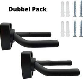 Gitaar Wandbeugels &ndash; Set van 2 &ndash; Universeel &ndash; Voor Gitaar, Bas, Ukelele &amp; Meer &ndash; Zwart