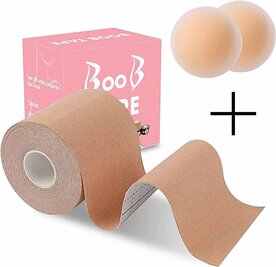 Boob Tape met Nipple Covers &ndash; Strapless Plak BH &ndash; Beige &ndash; Herbruikbaar &amp; Comfortabel