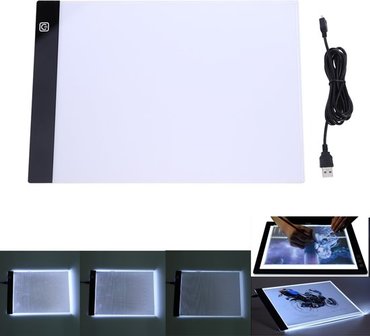 LED Lightpad A4 Voor Tekenen Diamond Painting - Lichtbak Lichtbox Lichtbord Dimbaar 3 Standen