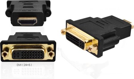 DVI naar HDMI converter - 24 + 5 polig - DVI female naar HDMI male
