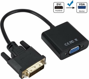 DVI naar VGA kabel - 25 cm - HD kwaliteit - Zwart