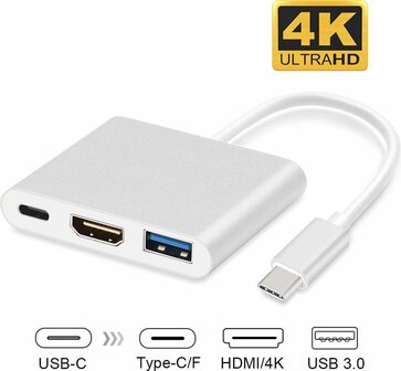 USB-C adapter voor Macbook met USB, HDMI, USB-C