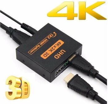 HDMI Splitter 2 Poorts - 4K &amp; 3D Ondersteuning - 1 In 2 Uit