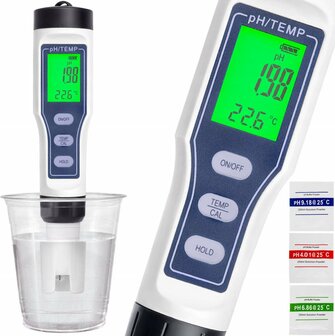 AM-IP&reg; PH meter - Thermometer - Watertester - PH meter grond - Digitaal - Waterdicht - Inclusief batterijen
