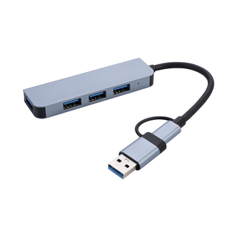 AM-IP&reg; USB-C Adapter 4 Poorten | Supersnel Laden | Grijs | BC1.2