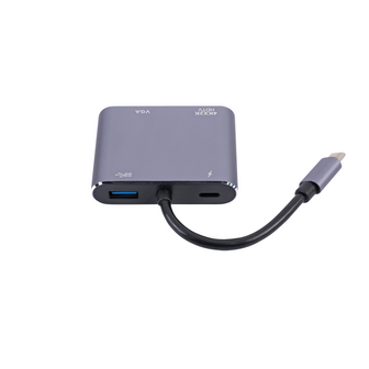 AM-IP&reg; 4K USB-C Hub/Adapter - Grijs - USB-C, HDMI, VGA, USB3.0