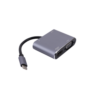 AM-IP&reg; 4K USB-C Hub/Adapter - Grijs - USB-C, HDMI, VGA, USB3.0