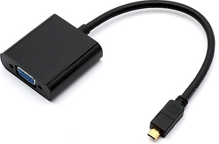 Vido - 1080P Micro HDMI Male to VGA Female Video Converter Adapter Kabel Zwart
