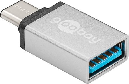 Goobay 56620 USB C USB A Zilver kabeladapter/verloopstukje