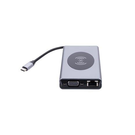 USB-C HUB Docking Station - 5 USB 3.0 Poorten-HDMI-RJ45-VGA-Micro SD-TF-3,5 Audio-USB-C Aansluiting-15W Draadloos Opladen