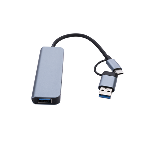 AM-IP® USB-C Adapter 4 Poorten | Supersnel Laden | Grijs | BC1.2
