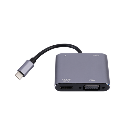 AM-IP® 4K USB-C Hub/Adapter - Grijs - USB-C, HDMI, VGA, USB3.0