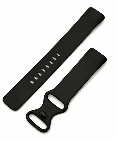 Siliconen Bandje Geschikt voor Fitbit Charge 5 / 6 &ndash; Maat L &ndash; Zwart