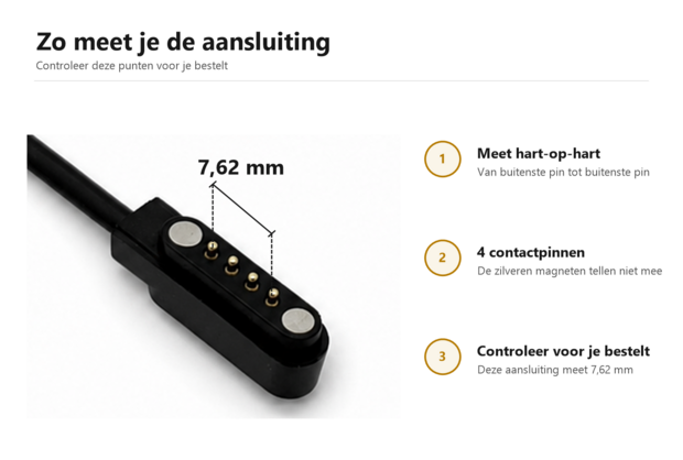 Smartwatch Oplader - Magnetische USB Oplaadkabel Geschikt voor Smartwatch, Kinder Smartwatch & Kinder GPS Horloge - 4-Pin 7,62 mm - 0,6 Meter - Zwart