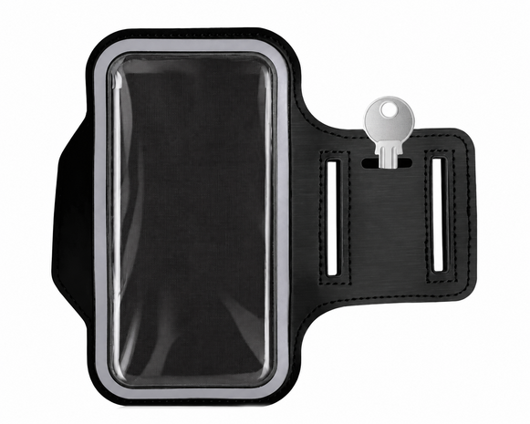 Telefoonhouder Hardlopen - Hardloop Armband voor Telefoon - Universele Sportarmband met Touchscreen, Sleutelvak & Reflecterende Strip - Zwart