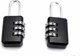 Cijferslot Set – 2x 3-Cijferige Hangsloten – Metaal – Vergrendelbaar Zonder Sleutel – Zwart