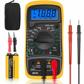 AM-IP® Digitale Multimeter - AC / DC - Incl. 9V Duracell Batterij, Klemtangen & Opberghoes - Multi Meter