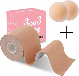 Boob Tape met Nipple Covers – Strapless Plak BH – Beige – Herbruikbaar & Comfortabel