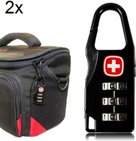 Set van 2 Cijfersloten – 3-Cijferige Combinatie – Hangsloten voor Koffers, Lockers en Tassen – Zwart